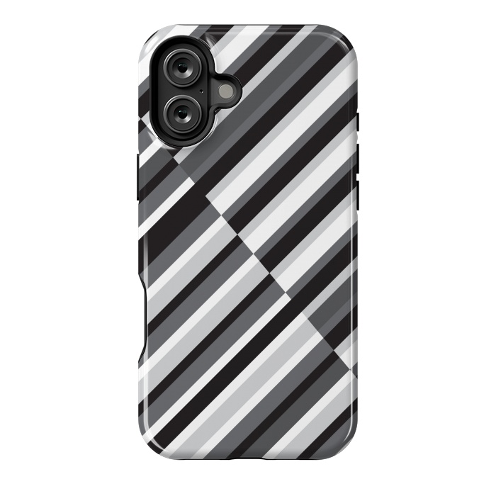 iPhone 16 Plus StrongFit Black Crossing Striped by TMSarts