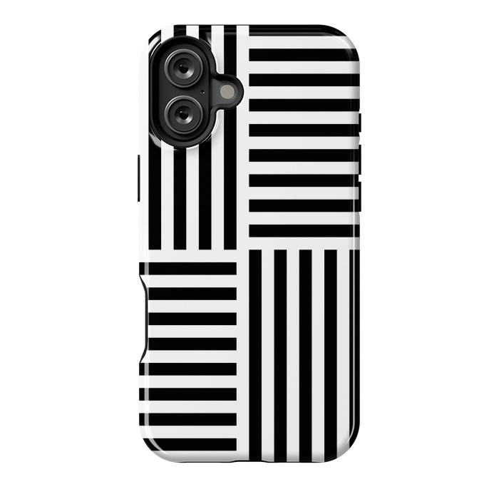 iPhone 16 Plus StrongFit Geo Black Stripes by TMSarts