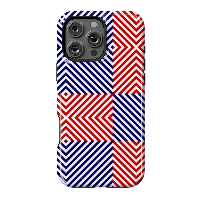 iPhone 16 Pro Max StrongFit Red Blue Crossing Diagonal Striped by TMSarts