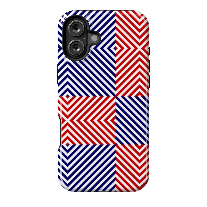 iPhone 16 Plus StrongFit Red Blue Crossing Diagonal Striped by TMSarts