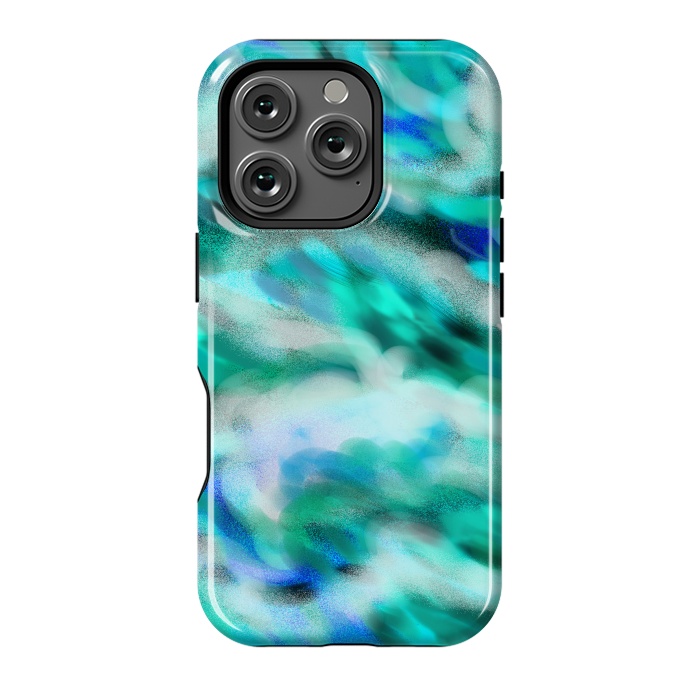 iPhone 16 Pro StrongFit Waves blue abstract art painting phone case by Josie