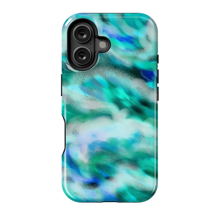 iPhone 16 StrongFit Waves blue abstract art painting phone case by Josie