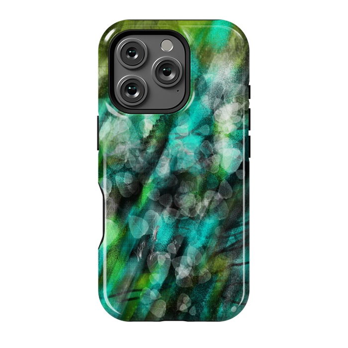 iPhone 16 Pro StrongFit Blue green textured abstract digital art by Josie