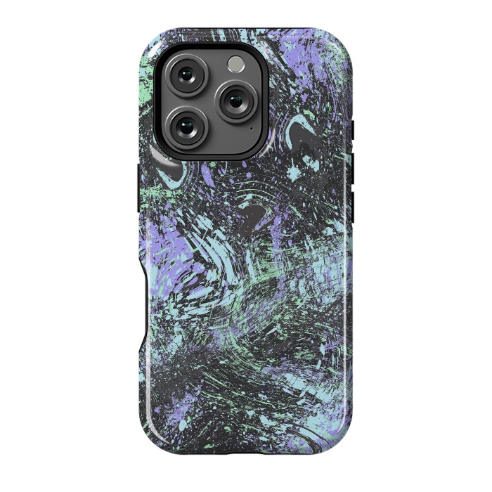 iPhone 16 Pro StrongFit Dripping Splatter Purple Turquoise by Ninola Design