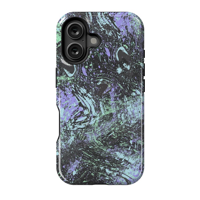 iPhone 16 StrongFit Dripping Splatter Purple Turquoise by Ninola Design