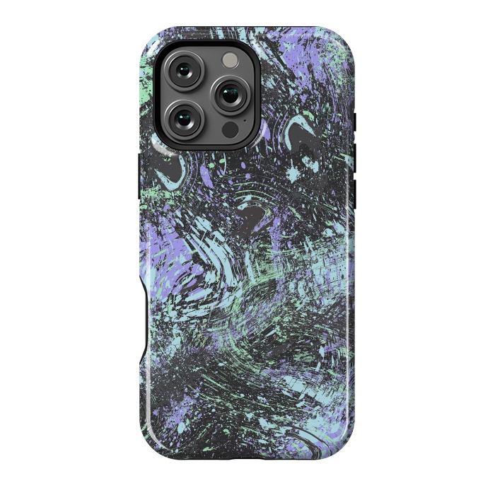 iPhone 16 Pro Max StrongFit Dripping Splatter Purple Turquoise by Ninola Design