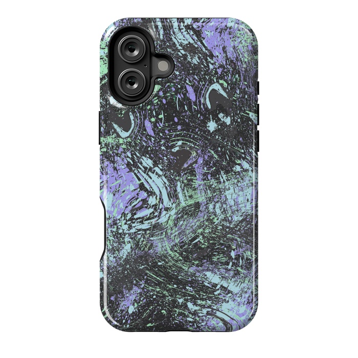 iPhone 16 Plus StrongFit Dripping Splatter Purple Turquoise by Ninola Design