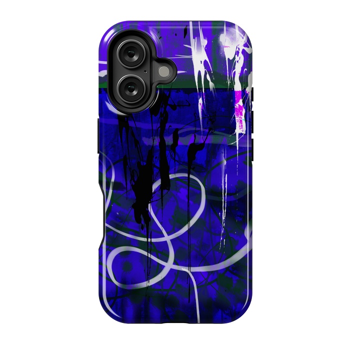 iPhone 16 StrongFit Blue paint strokes phone case by Josie