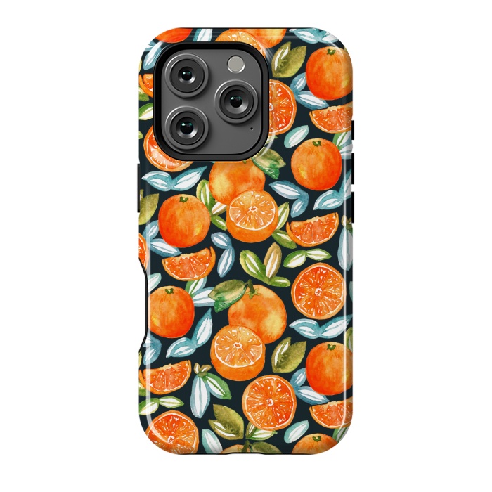 iPhone 16 Pro StrongFit Oranges On Navy  by Tigatiga