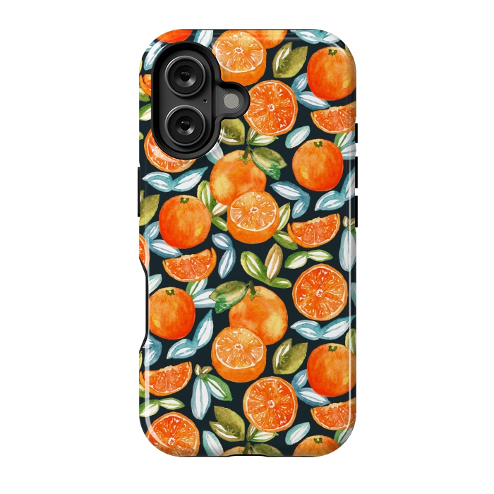 iPhone 16 StrongFit Oranges On Navy  by Tigatiga