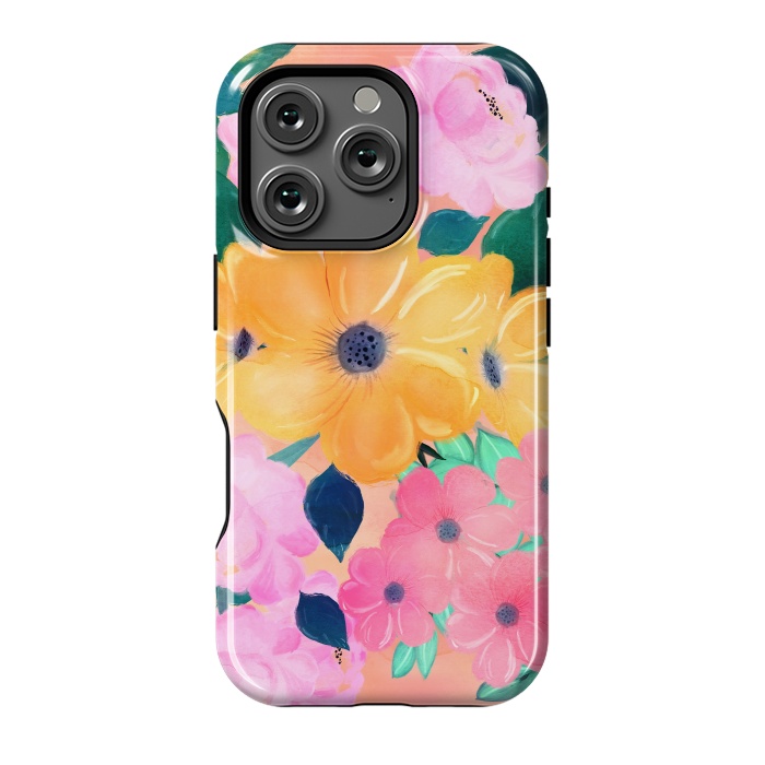 iPhone 16 Pro StrongFit Cute Colorful Romantic Watercolor Flowers  by InovArts