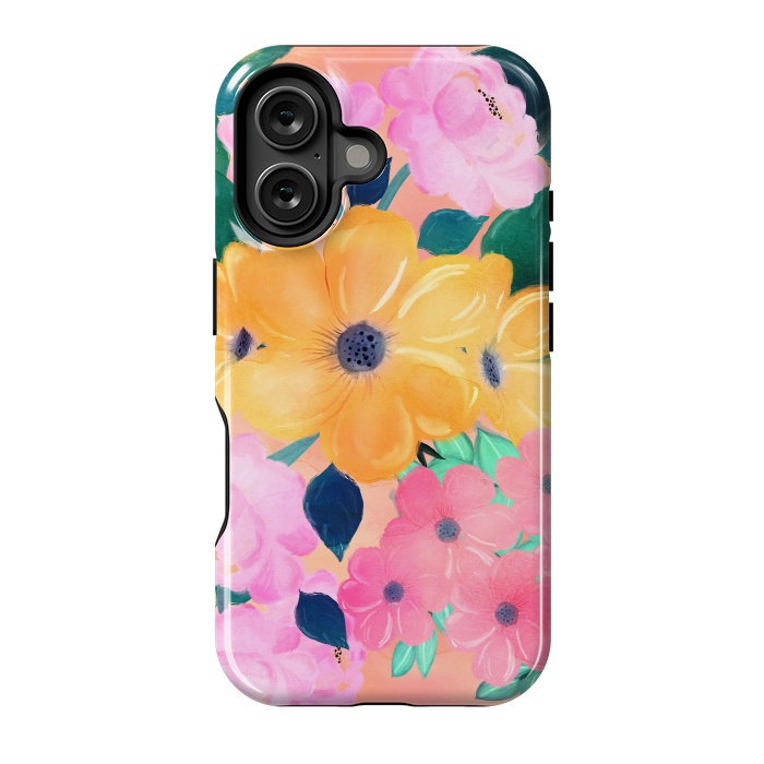 iPhone 16 StrongFit Cute Colorful Romantic Watercolor Flowers  by InovArts