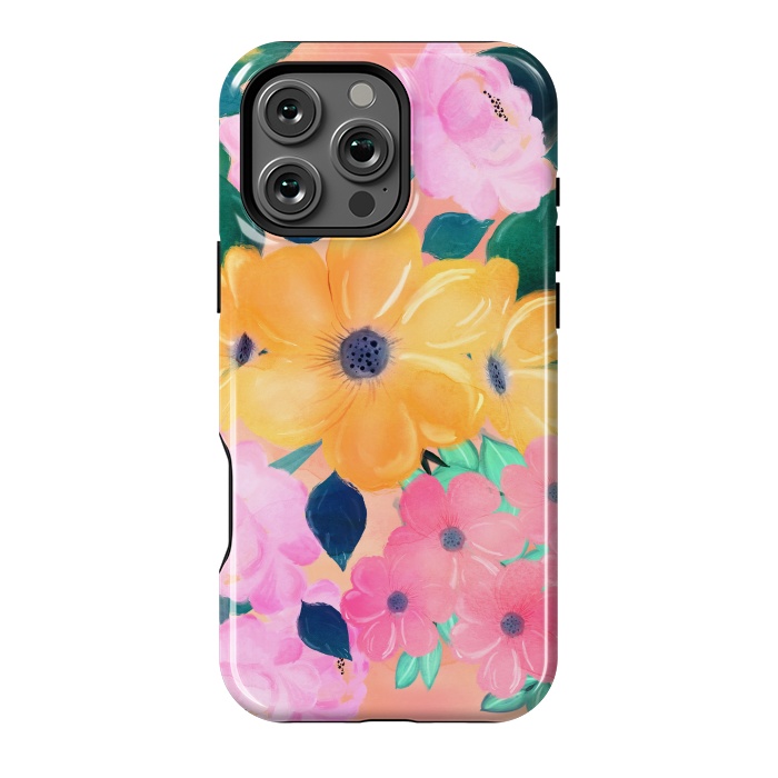 iPhone 16 Pro Max StrongFit Cute Colorful Romantic Watercolor Flowers  by InovArts