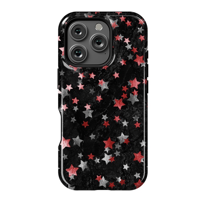 iPhone 16 Pro StrongFit Silver Copper stars on marble sky by Oana 