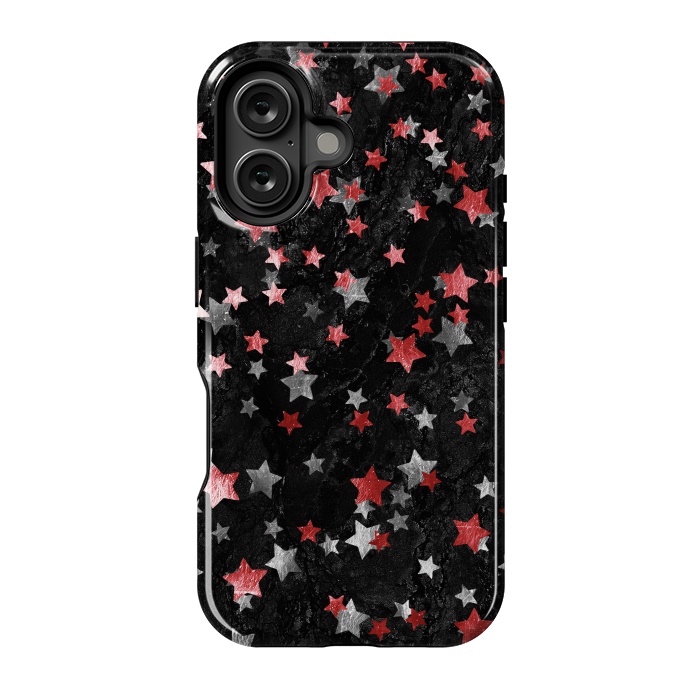 iPhone 16 StrongFit Silver Copper stars on marble sky by Oana 