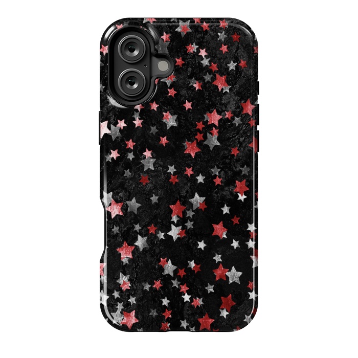 iPhone 16 Plus StrongFit Silver Copper stars on marble sky by Oana 