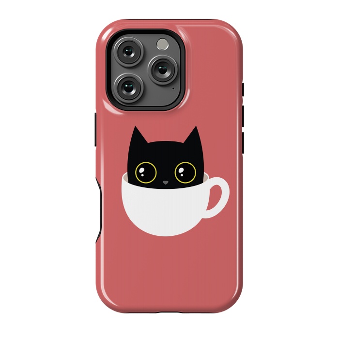 iPhone 16 Pro StrongFit Coffee cat by Laura Nagel