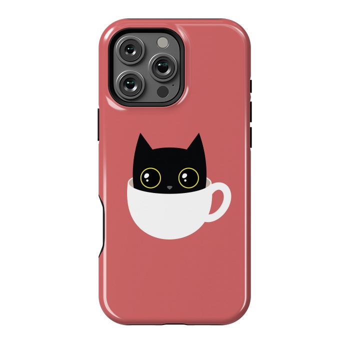 iPhone 16 Pro Max StrongFit Coffee cat by Laura Nagel