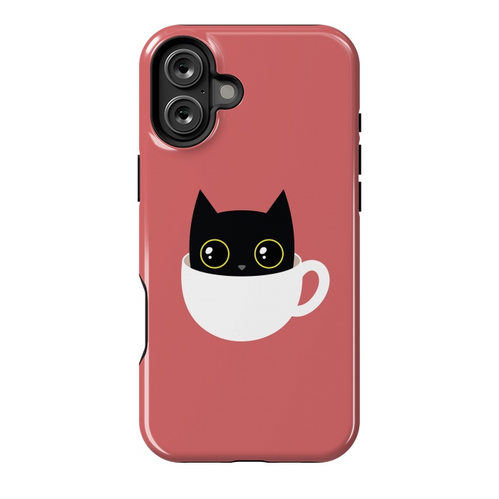 iPhone 16 Plus StrongFit Coffee cat by Laura Nagel