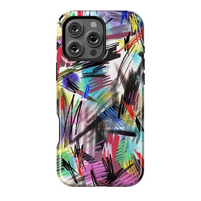 iPhone 16 Pro Max StrongFit Wild Colorful Scratches and Strokes  by Ninola Design