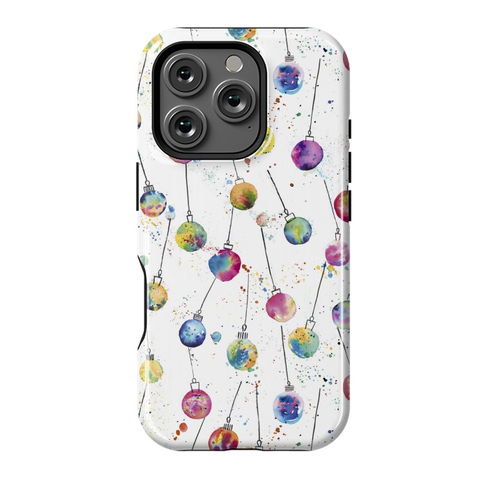 iPhone 16 Pro StrongFit Christmas Watercolor Baubles by Ninola Design