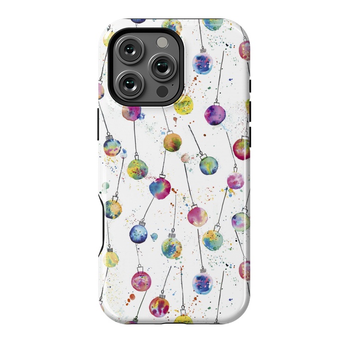 iPhone 16 Pro Max StrongFit Christmas Watercolor Baubles by Ninola Design