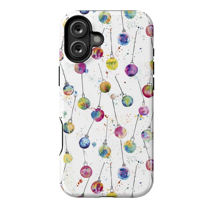 iPhone 16 Plus StrongFit Christmas Watercolor Baubles by Ninola Design