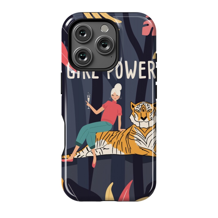 iPhone 16 Pro StrongFit Girl Power - Woman and Tiger by Jelena Obradovic