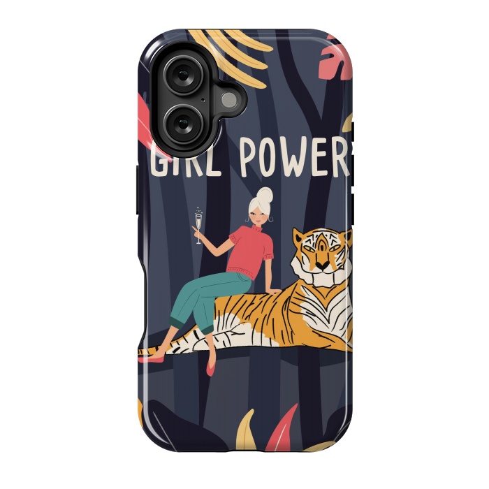 iPhone 16 StrongFit Girl Power - Woman and Tiger by Jelena Obradovic