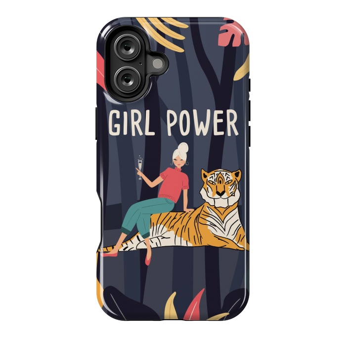 iPhone 16 Plus StrongFit Girl Power - Woman and Tiger by Jelena Obradovic