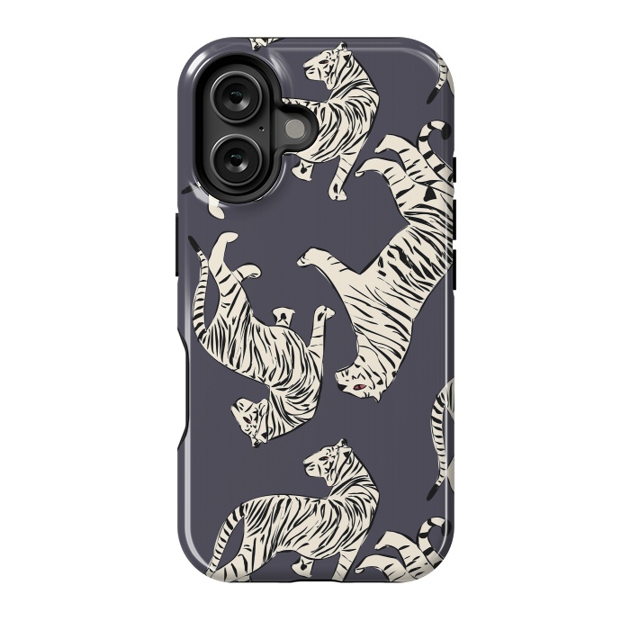 iPhone 16 StrongFit Tiger Pattern, dark 002 by Jelena Obradovic