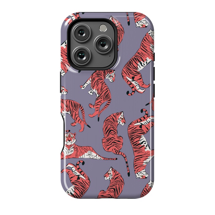 iPhone 16 Pro StrongFit Tiger pattern, purple, 007 by Jelena Obradovic