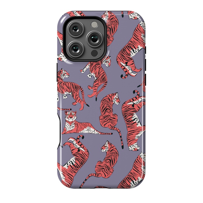 iPhone 16 Pro Max StrongFit Tiger pattern, purple, 007 by Jelena Obradovic