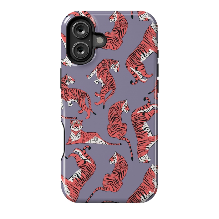 iPhone 16 Plus StrongFit Tiger pattern, purple, 007 by Jelena Obradovic