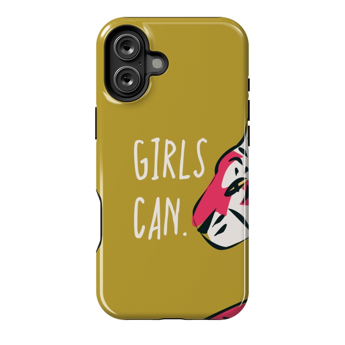 iPhone 16 Plus StrongFit Girls can, mustard by Jelena Obradovic