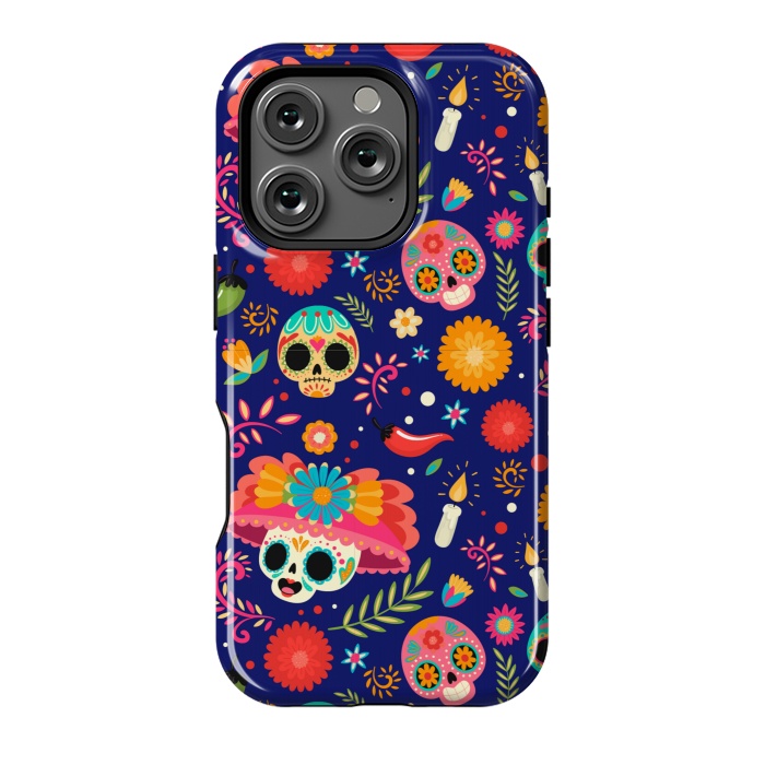 iPhone 16 Pro StrongFit SKULL FLORAL PATTERN 2  by MALLIKA