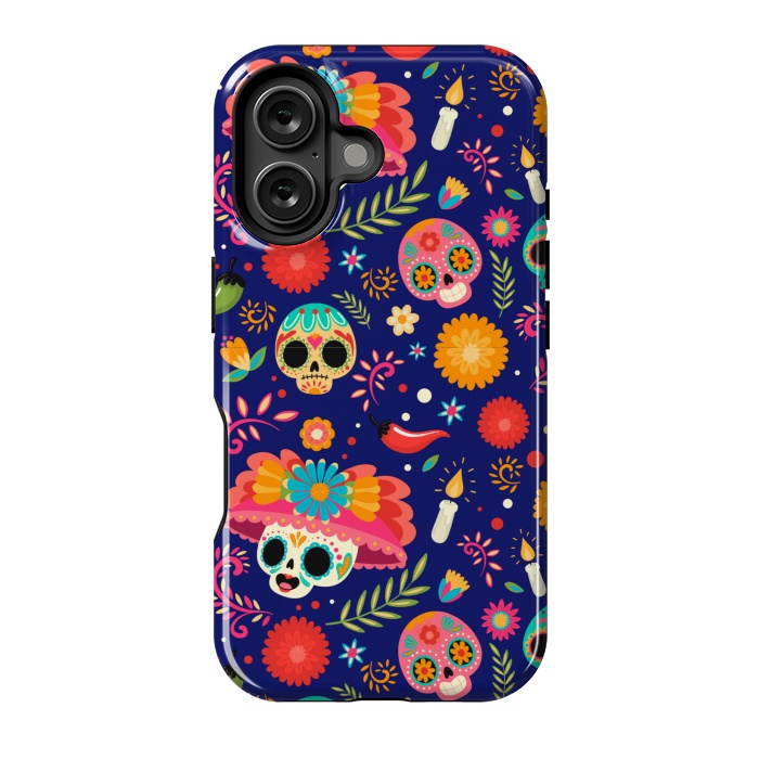 iPhone 16 StrongFit SKULL FLORAL PATTERN 2  by MALLIKA