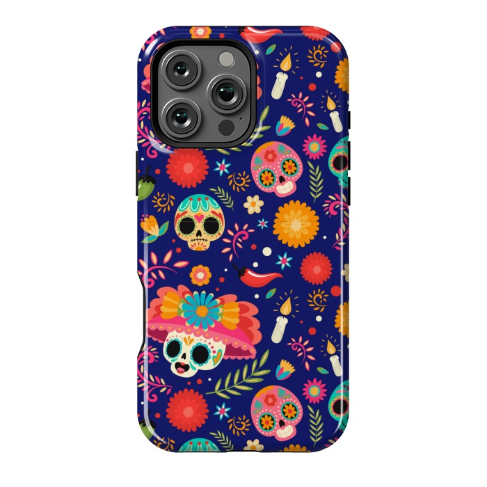 iPhone 16 Pro Max StrongFit SKULL FLORAL PATTERN 2  by MALLIKA