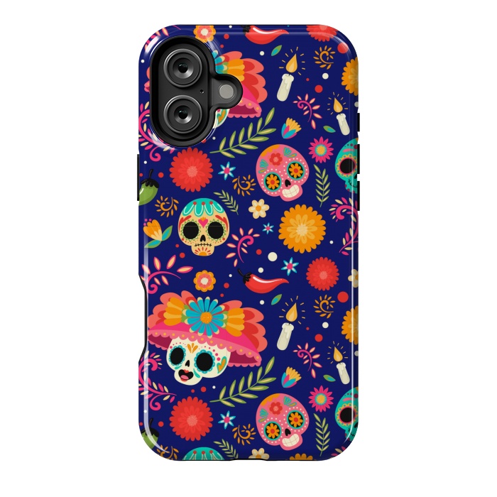 iPhone 16 Plus StrongFit SKULL FLORAL PATTERN 2  by MALLIKA