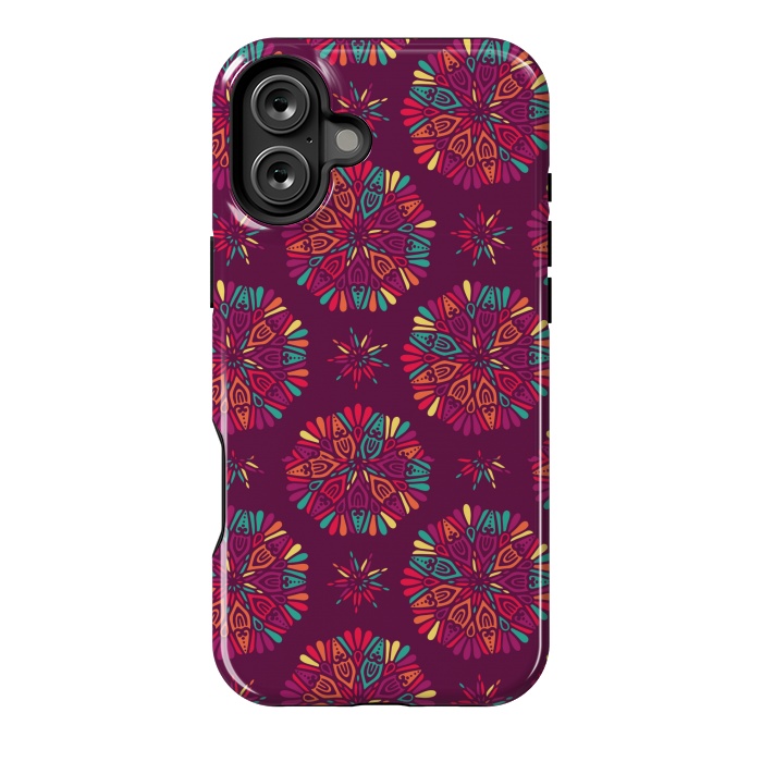 iPhone 16 Plus StrongFit MAROON MANDALA PATTERN 2  by MALLIKA