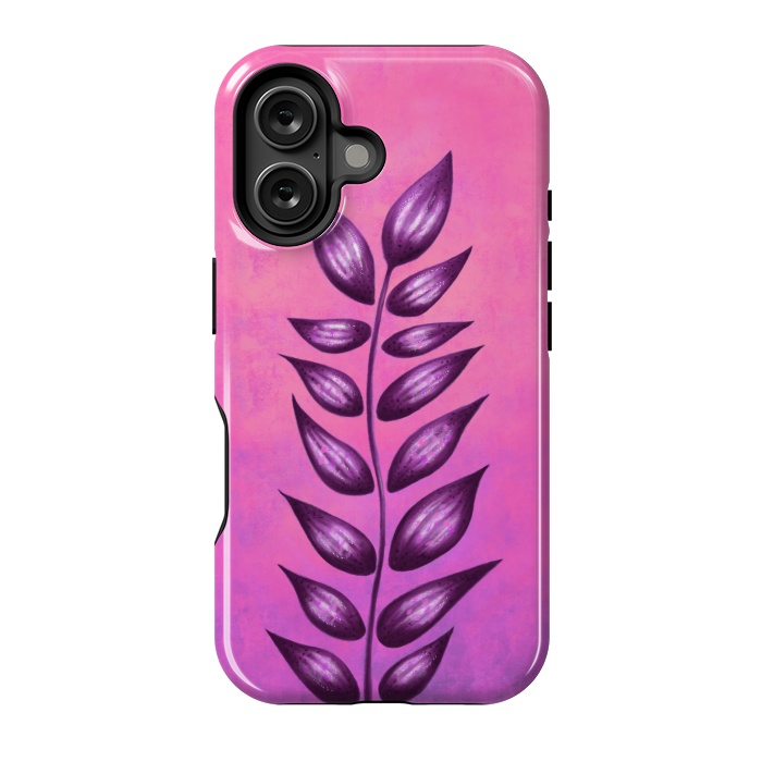 iPhone 16 StrongFit Abstract Plant Surreal Botanical Art In Pink And Purple by Boriana Giormova