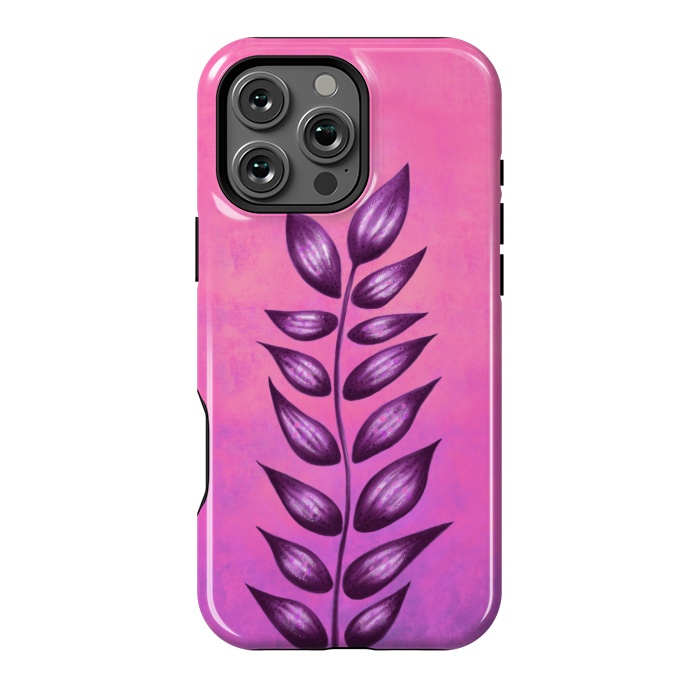 iPhone 16 Pro Max StrongFit Abstract Plant Surreal Botanical Art In Pink And Purple by Boriana Giormova