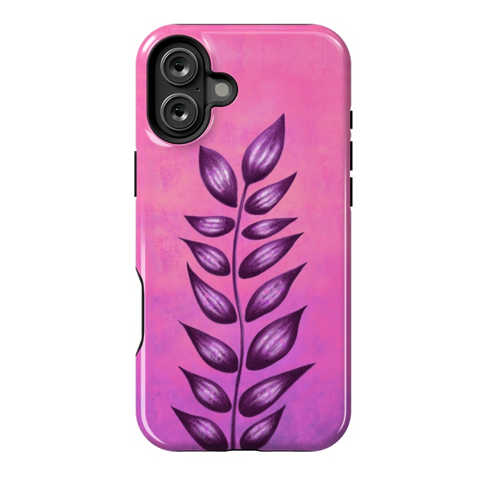 iPhone 16 Plus StrongFit Abstract Plant Surreal Botanical Art In Pink And Purple by Boriana Giormova