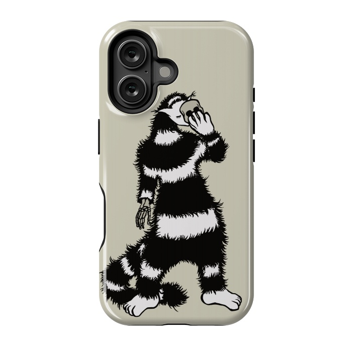 iPhone 16 StrongFit Creepy Cat Creature Skeleton Hand Skull Mask by Boriana Giormova