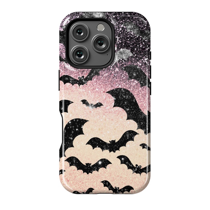 iPhone 16 Pro StrongFit Bats in glitter starry night - Halloween by Oana 