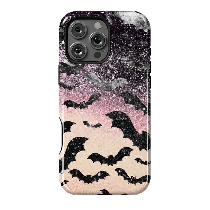 iPhone 16 Pro Max StrongFit Bats in glitter starry night - Halloween by Oana 