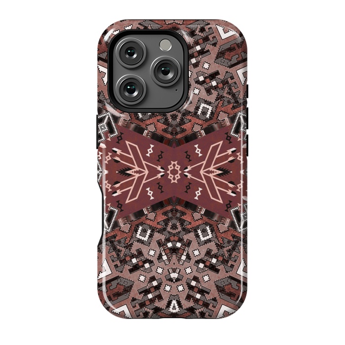 iPhone 16 Pro StrongFit Ethnic geometric pattern in autumnal brown by Oana 