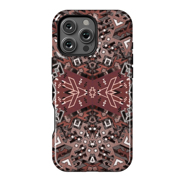 iPhone 16 Pro Max StrongFit Ethnic geometric pattern in autumnal brown by Oana 