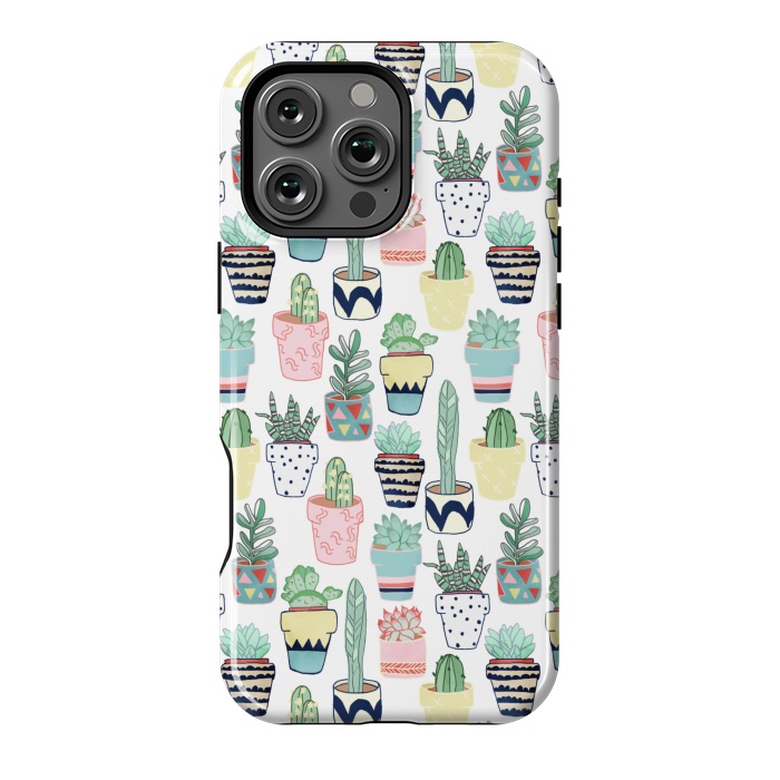 iPhone 16 Pro Max StrongFit Cute Cacti in Pots by Tangerine-Tane