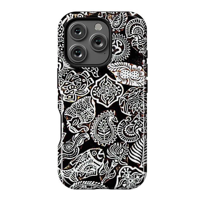 iPhone 16 Pro StrongFit Black and white pattern by Winston